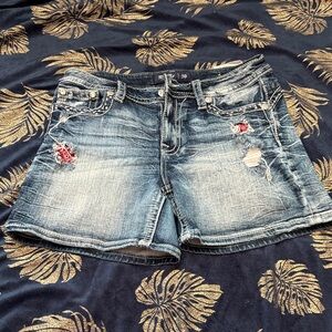 Miss Me Distressed Blue Jean Shorts